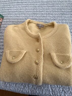 J. Crew Canary Yellow Button-Front Cardigan with Gold Buttons